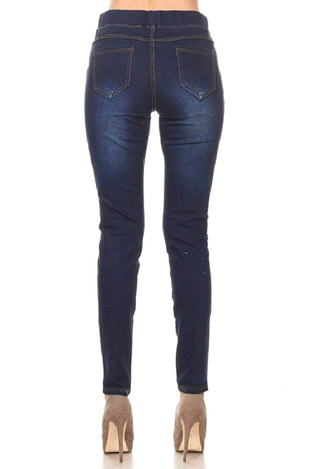 Women's Stretch Pull-On Skinny Ripped Distressed Denim Jeggings Regular-Plus Size