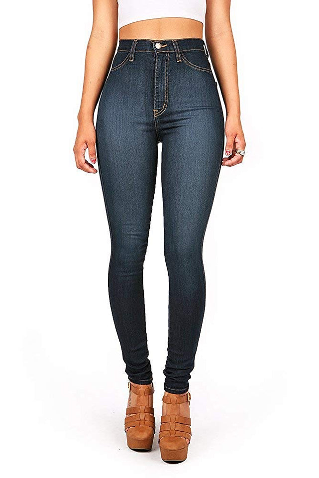 Vibrant - Pantalones vaqueros para mujer clásicos de cintura alta