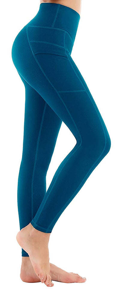 LifeSky - Pantalones de yoga para mujer con bolsillos, de cintura alta para control de barriga, 4 vías elásticas, suaves y finos, leggings activos
