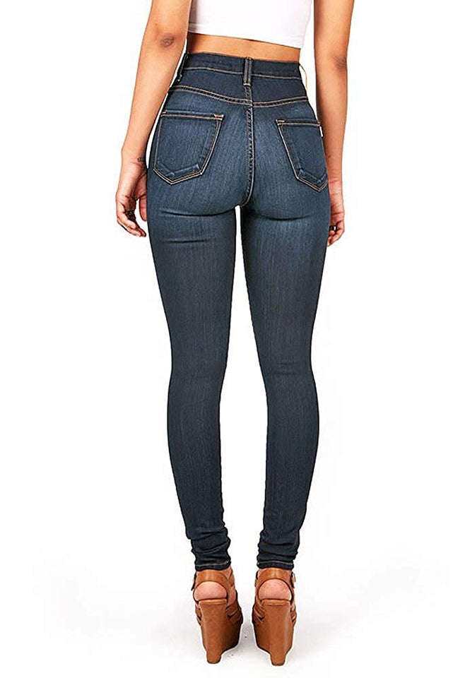 Vibrant - Pantalones vaqueros para mujer clásicos de cintura alta