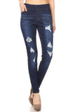 Women's Stretch Pull-On Skinny Ripped Distressed Denim Jeggings Regular-Plus Size