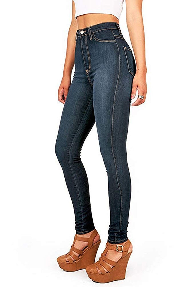 Vibrant - Pantalones vaqueros para mujer clásicos de cintura alta
