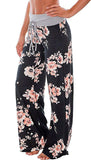 AMiERY - Pantalones de mujer con estampado floral y cordón para salón Palazzo