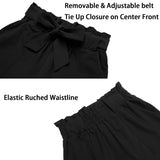 Freeprance Pantalón casual de mujer estilo bolsa de papel, cintura elástica, delgado, con bolsillos
