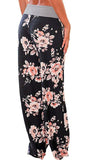 AMiERY - Pantalones de mujer con estampado floral y cordón para salón Palazzo