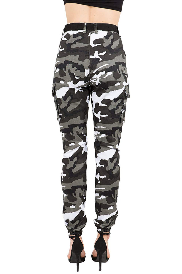 TwiinSisters - Pantalones de deporte para mujer con cinturón a juego, talla S a 3X