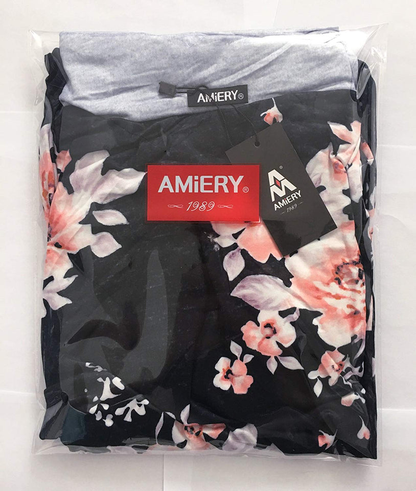 AMiERY - Pantalones de mujer con estampado floral y cordón para salón Palazzo