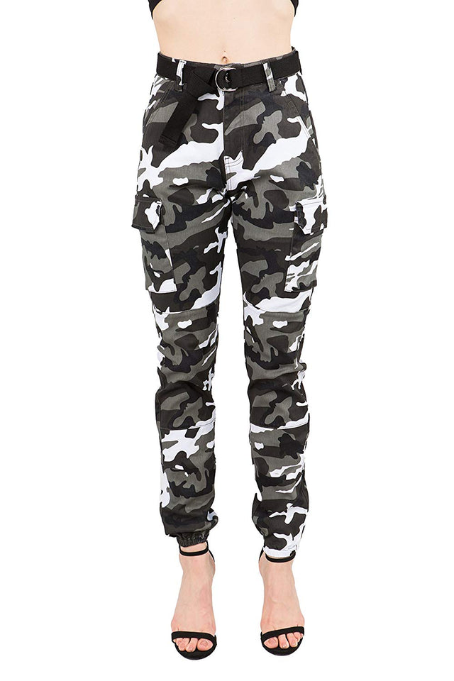 TwiinSisters - Pantalones de deporte para mujer con cinturón a juego, talla S a 3X